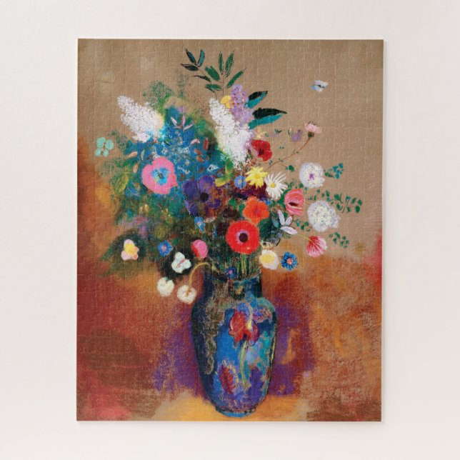 Large Bouquet in a Blue Vase by Odilon Redon Jigsaw Puzzle (Vertical)