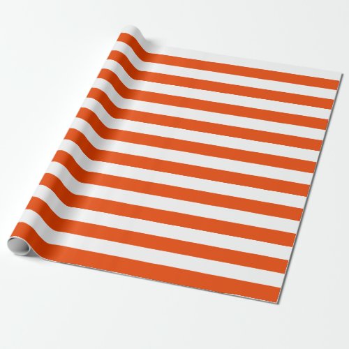 Large Bright Orange and White Stripes Wrapping Paper