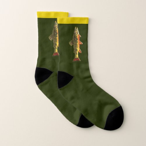 Large Brook Trout Fishing Anglers Socks