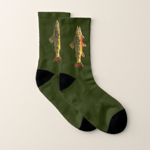 Large Brook Trout Fishing Anglers Socks