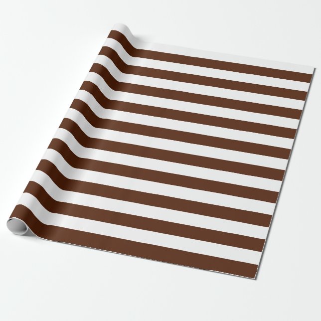 Large Brown and White Stripes Wrapping Paper (Unrolled)