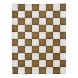 Large Brown & Antique White Checkers Twin Duvet Cover