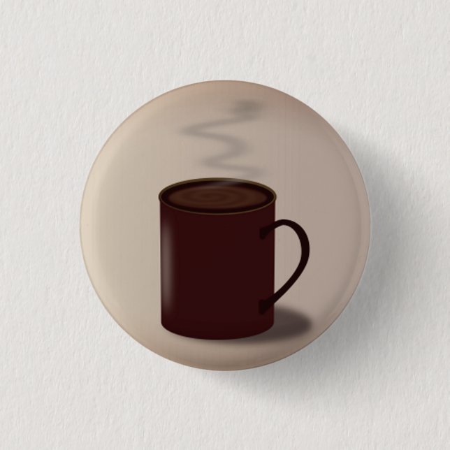 Large brown cup of hot chocolate modern button (Front)