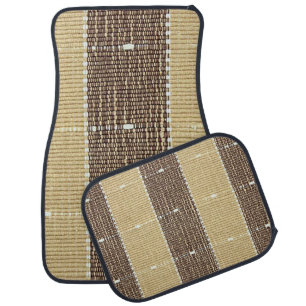 Large Brown Stripe Car Floor Mat Set of 4