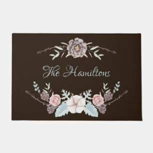 Large Brown Winter Foliage Personalized Doormat