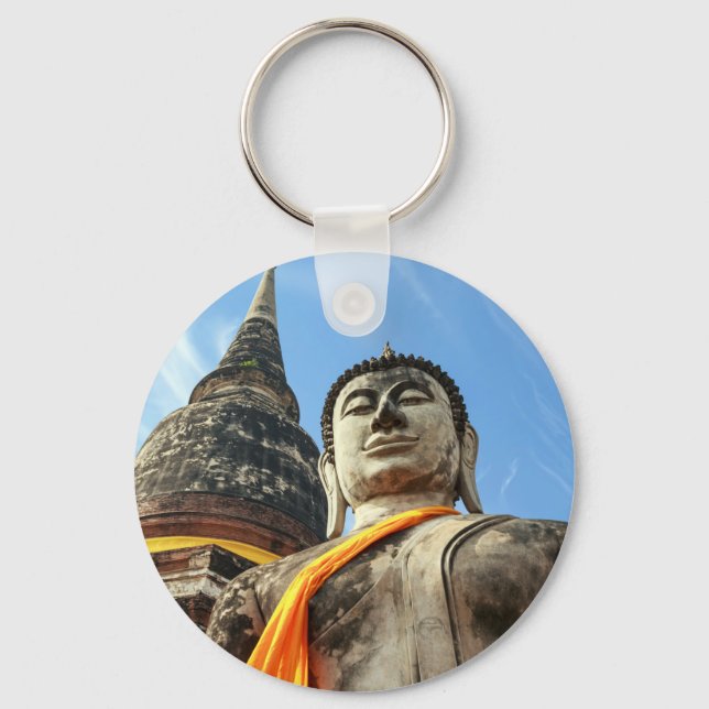 Large Buddha in Ayutthaya, Thailand Keychain (Front)