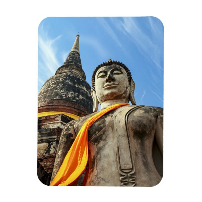 Large Buddha in Ayutthaya, Thailand Magnet (Vertical)