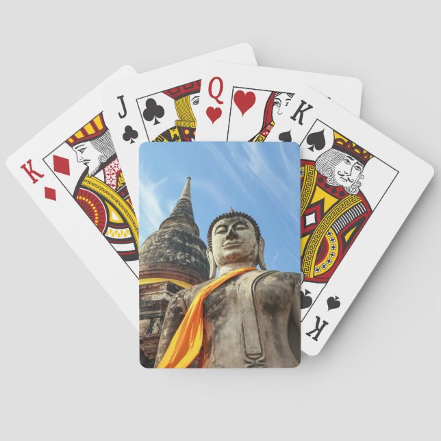 Large Buddha in Ayutthaya, Thailand Poker Cards (Back)