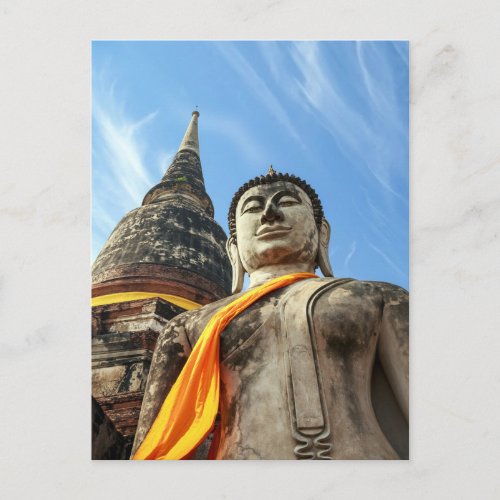 Large Buddha in Ayutthaya Thailand Postcard
