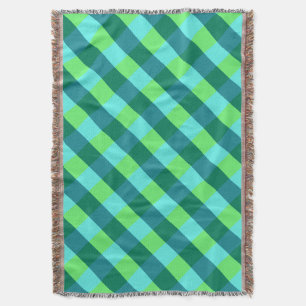 Large Buffalo Check, aqua, teal, and lime green Throw Blanket