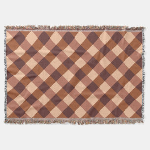 Large Buffalo Check, cocoa brown and buff pink Throw Blanket