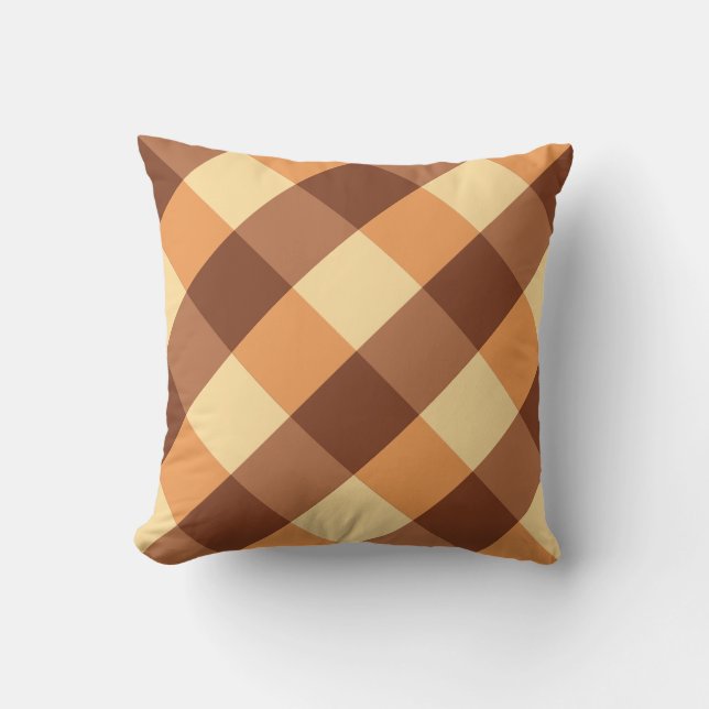 Large Buffalo Check, light brown and golden yellow Throw Pillow (Front)