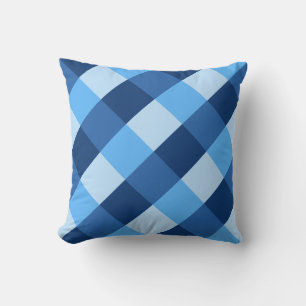 Large Buffalo Check, shades of denim blue Throw Pillow