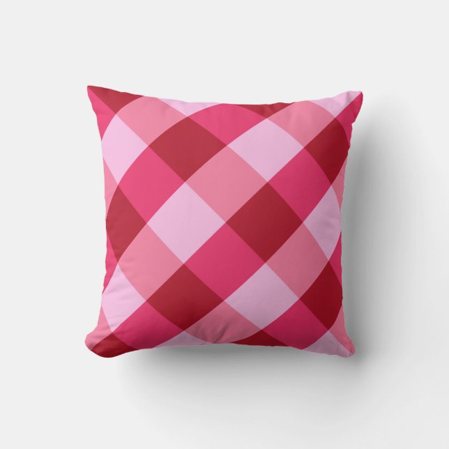 Large Buffalo Check, strawberry pink and red Throw Pillow (Front)