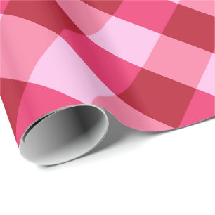 Large Buffalo Check, strawberry pink and red Wrapping Paper