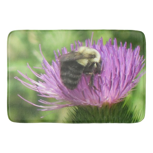 Large Bumblebee On Thistle Bath Mat (Front)