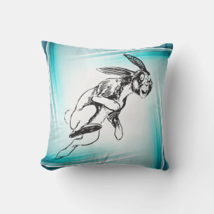 Large Bunny Jack Rabbit  Throw Pillow