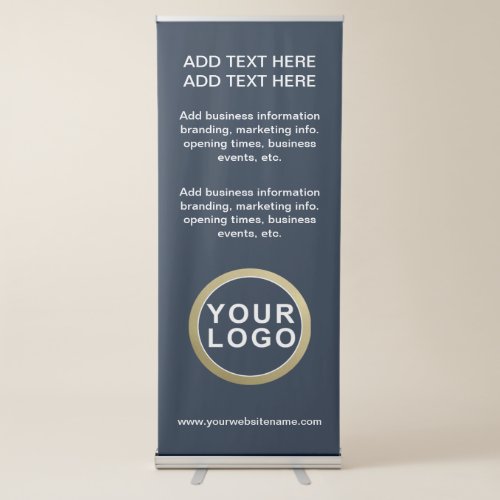 Large Business Logo Blue White Retractable Banner