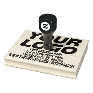 Large Business Logo Bold Return Address Rubber Stamp
