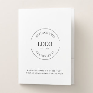 Large Business Logo Simple Minimalist Custom Text Pocket Folder