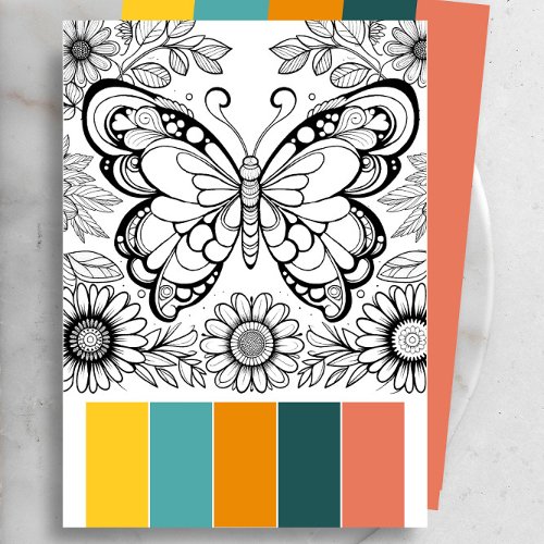 Large Butterfly Coloring Cards Art Therapy Pages