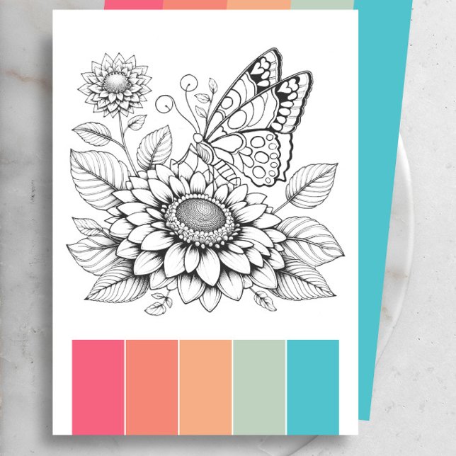 Large Butterfly Coloring Cards Art Therapy Pages (Butterfly coloring pages with color tips by Victoria Grigaliunas of Do Tell A Belle)
