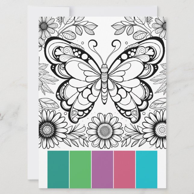 Large Butterfly Coloring Cards Relaxation Tools (Front)