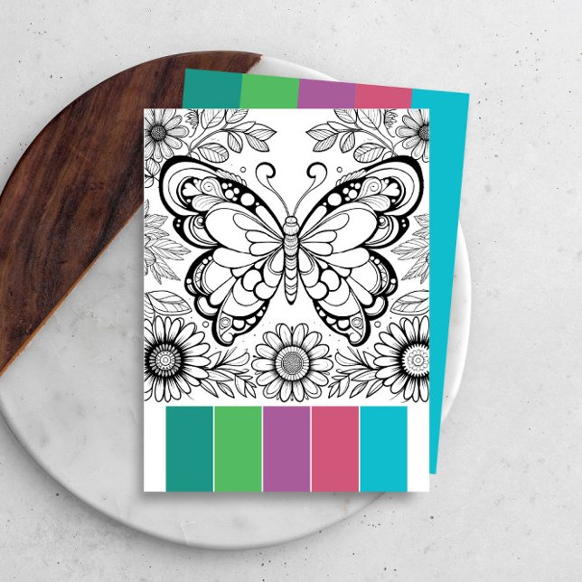 Large Butterfly Coloring Cards Relaxation Tools (Butterfly coloring pages for adults feature a color matching system by Do tell A Belle)