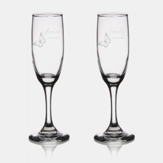 Large Butterfly Wedding Toast Champagne Flute