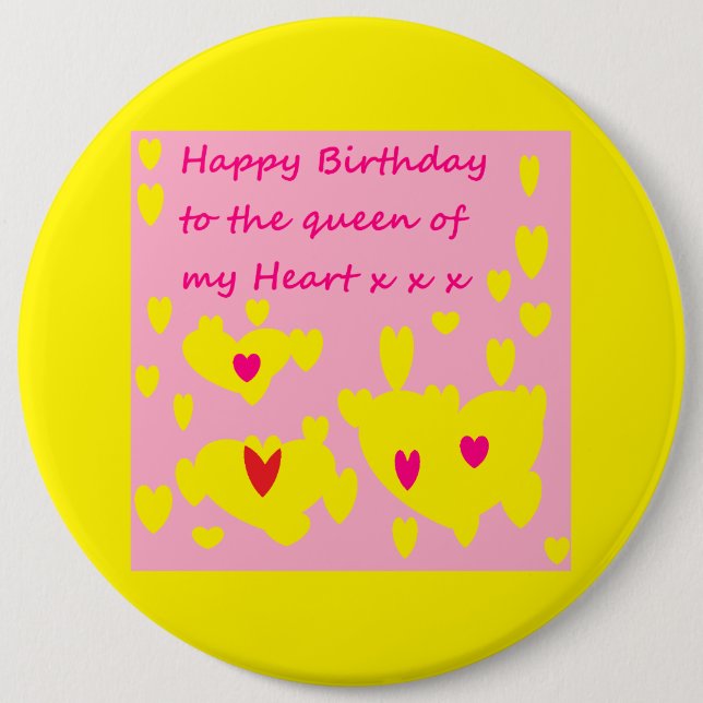 Large button badge with birthday greetings (Front)