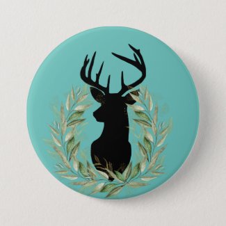 Large Button w/ Stag & Foilage