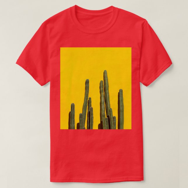 Large Cactus growing tall in front of a yellow wal T-Shirt (Design Front)