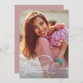 Large Calligraphy Graduate Photo ID904 Thank You Card