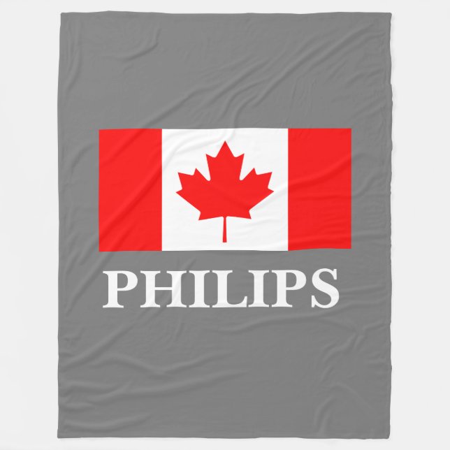 Large Canadian flag custom color fleece blanket (Front)