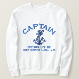 LARGE Captain Personalize it Anchor Emboidered Embroidered Sweatshirt