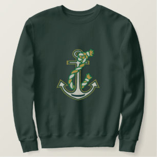 LARGE Captain Smile Anchor Rope Embroidered Design Sweatshirt