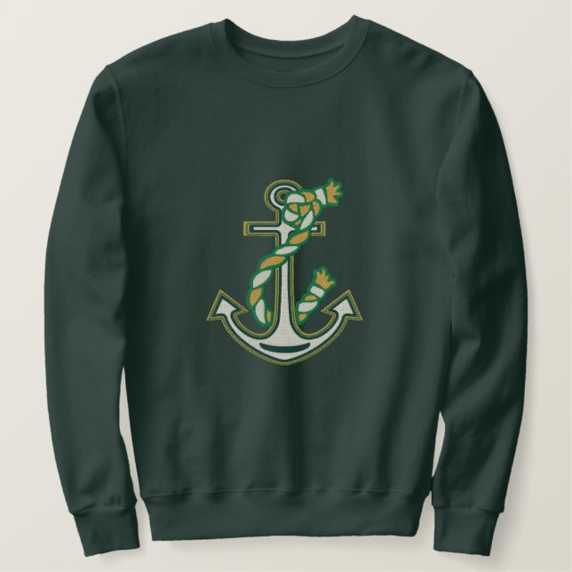 LARGE Captain Smile Anchor Rope Embroidered Design Sweatshirt (Design Front)
