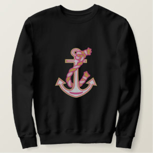 LARGE Captain Smile Anchor Rope Embroidered Design Sweatshirt
