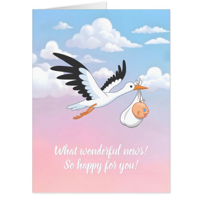Large Card Stork Carrying a Baby (Front)
