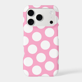 Large Carnation Pink and White Polka Dot Pattern Iphone 18 Pro Case