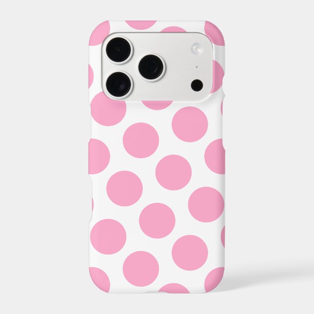 Large Carnation Pink Polka Dot Pattern Iphone Case (Back)