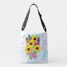 Large carry bag with Sunflowers & Butterfly