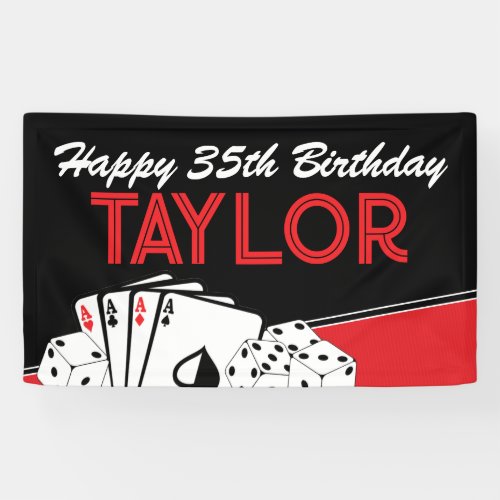 Large Casino Poker Card Birthday Party Banner Sign