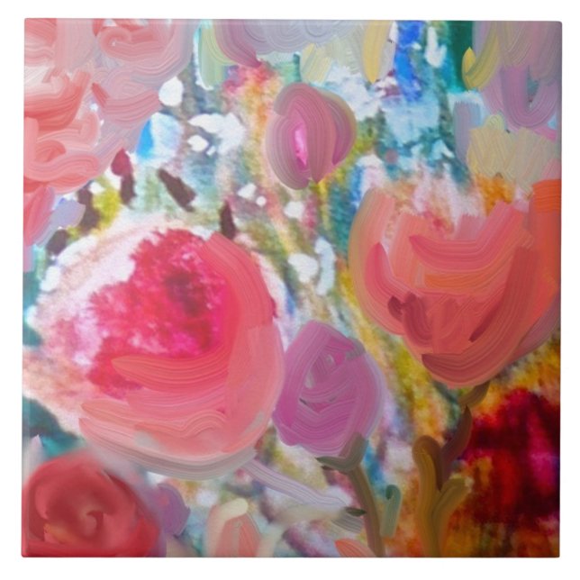 Large Ceramic Tile, Gorgeous Original Floral! Ceramic Tile (Front)