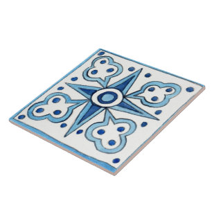 Large ceramic tile Sicilian-style “Trapani” Blue