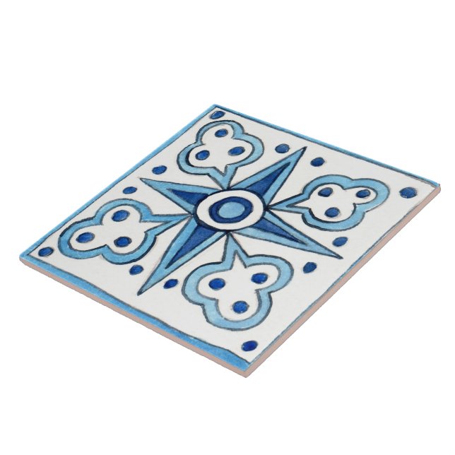 Large ceramic tile Sicilian-style “Trapani” Blue (Side)