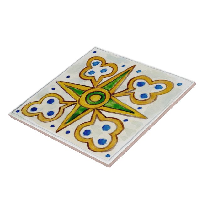 Large ceramic tile, Sicilian-style “Trapani” Ceramic Tile (Side)