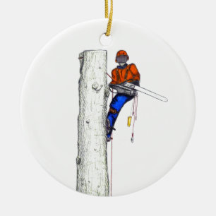 Large chainsaw needed.Arborist Tree surgeon Ceramic Ornament