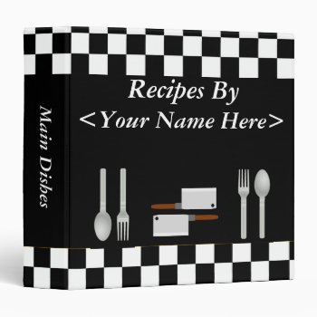 Large Checkerboard Personalized Recipe Binder by cyclegirl at Zazzle