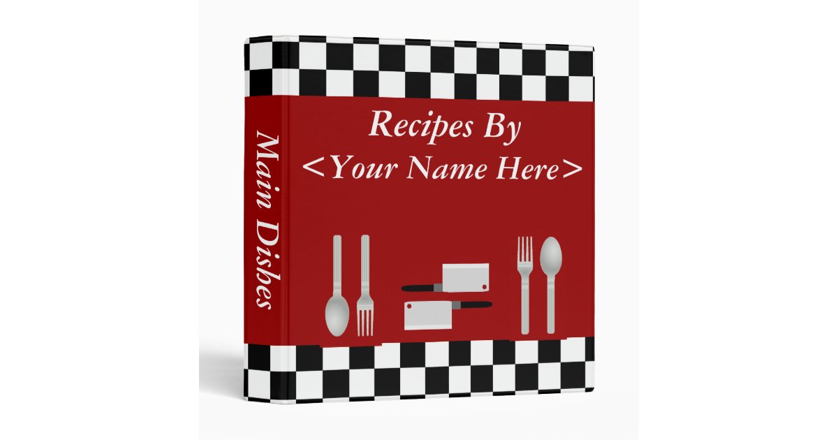 Large checkerboard personalized recipe binder zazzle